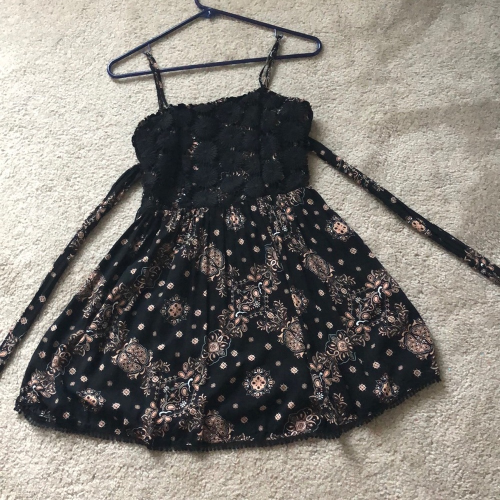 cute summer black dress with pink designs